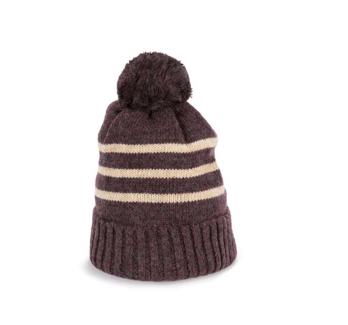 Knitted Striped Beanie In Recycled Yarn