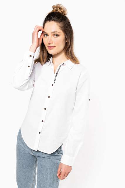Ladies' Long Sleeve Linen And Cotton Shirt