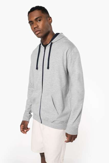 Men'S Contrast Hooded Full Zip Sweatshirt