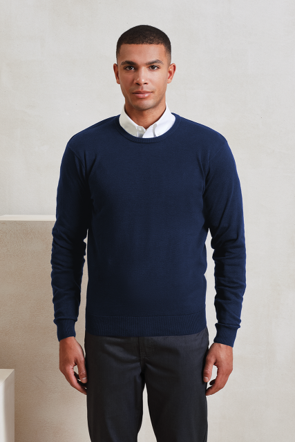Men'S Crew Neck Cotton Rich Knitted Sweater