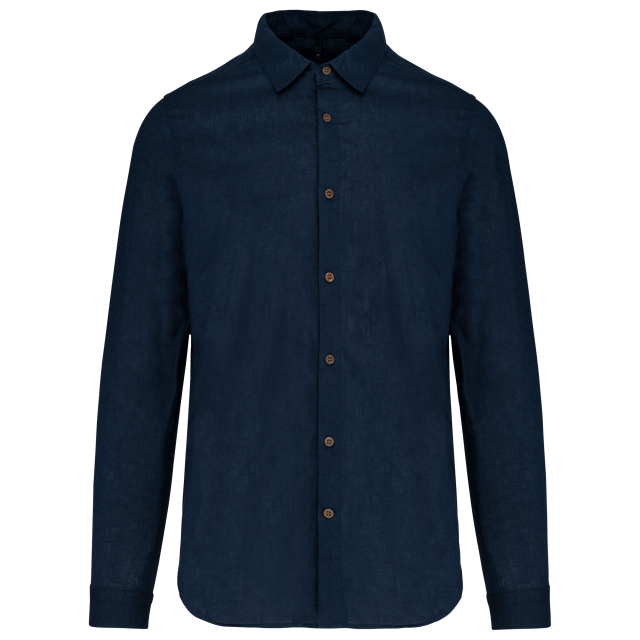 Men'S Long Sleeve Linen And Cotton Shirt