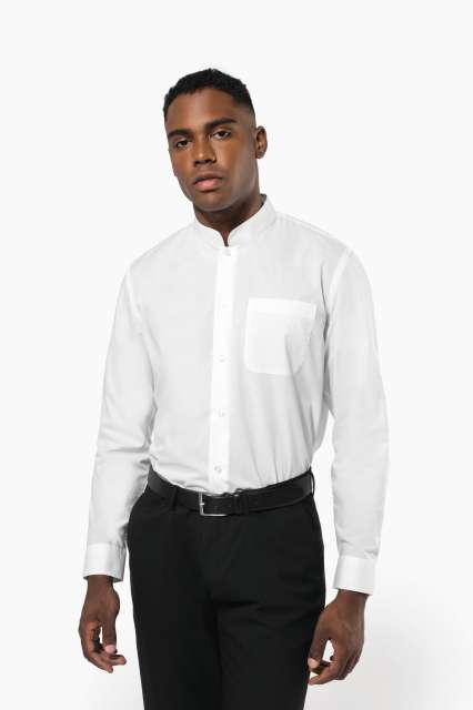 Men'S Long-Sleeved Mandarin Collar Shirt