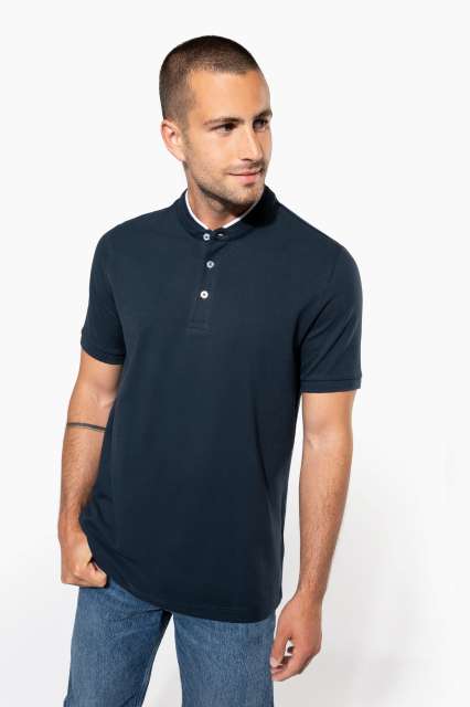 Men'S Short Sleeve Polo Shirt With Mandarin Collar