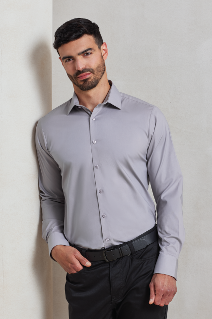 Men'S Stretch-Fit Cotton Poplin Long Sleeve Shirt