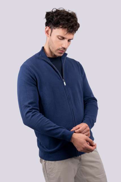 Men’S Full Zip Cardigan Fine Gauge Cotton