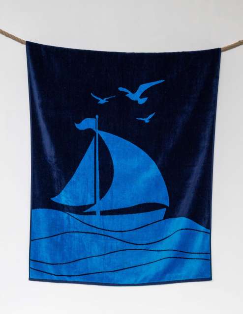 Olima „Sailing Boat” Yd Velour Beach Towel