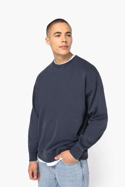 Unisex Washed Effect Oversize Round Neck Sweatshirt