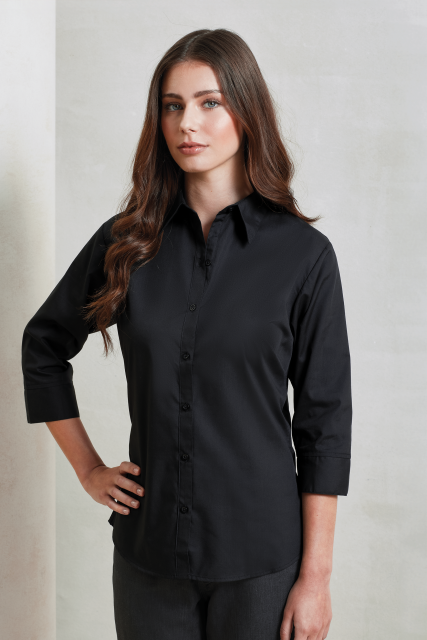 Women'S Poplin 3/4 Sleeve Blouse